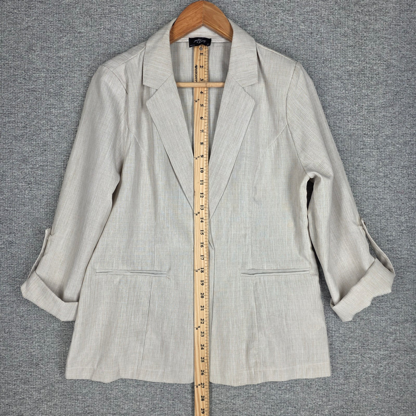 Milk & Honey Textured Rollsleeve Casual Blazer Cream Women’s Large — image 4 of 8